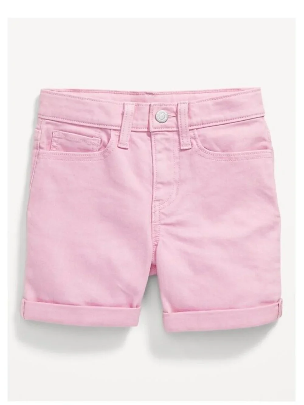 Old Navy High-Waisted Double-Rolled-Cuff Midi Shorts for Girls in Pink 5